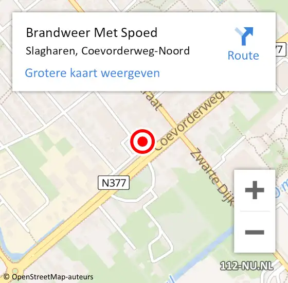 Locatie op kaart van de 112 melding: Brandweer Met Spoed Naar Slagharen, Coevorderweg-Noord op 2 januari 2024 22:24