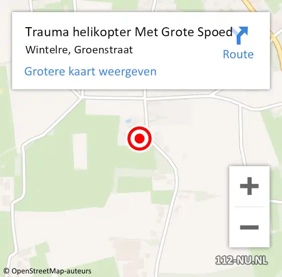 Locatie op kaart van de 112 melding: Trauma helikopter Met Grote Spoed Naar Wintelre, Groenstraat op 2 januari 2024 22:28