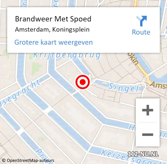 Locatie op kaart van de 112 melding: Brandweer Met Spoed Naar Amsterdam, Koningsplein op 3 januari 2024 00:41