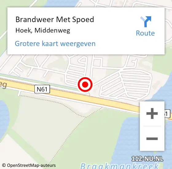 Locatie op kaart van de 112 melding: Brandweer Met Spoed Naar Hoek, Middenweg op 3 januari 2024 00:48