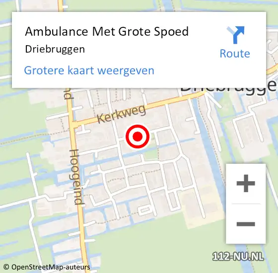 Locatie op kaart van de 112 melding: Ambulance Met Grote Spoed Naar Driebruggen op 3 januari 2024 01:52