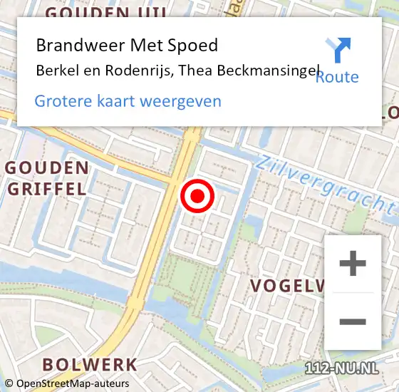 Locatie op kaart van de 112 melding: Brandweer Met Spoed Naar Berkel en Rodenrijs, Thea Beckmansingel op 3 januari 2024 02:44