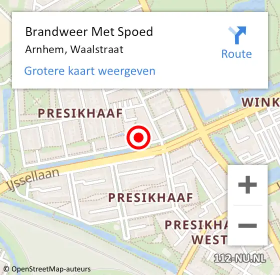 Locatie op kaart van de 112 melding: Brandweer Met Spoed Naar Arnhem, Waalstraat op 3 januari 2024 02:52