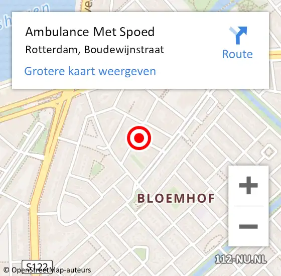 Locatie op kaart van de 112 melding: Ambulance Met Spoed Naar Rotterdam, Boudewijnstraat op 3 januari 2024 05:09