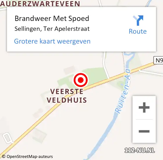 Locatie op kaart van de 112 melding: Brandweer Met Spoed Naar Sellingen, Ter Apelerstraat op 3 januari 2024 05:12