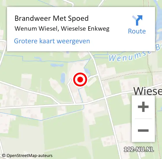 Locatie op kaart van de 112 melding: Brandweer Met Spoed Naar Wenum Wiesel, Wieselse Enkweg op 3 januari 2024 06:31