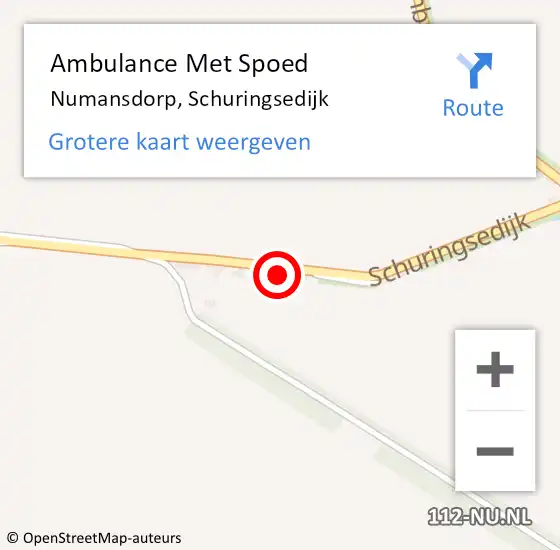 Locatie op kaart van de 112 melding: Ambulance Met Spoed Naar Numansdorp, Schuringsedijk op 3 januari 2024 07:28