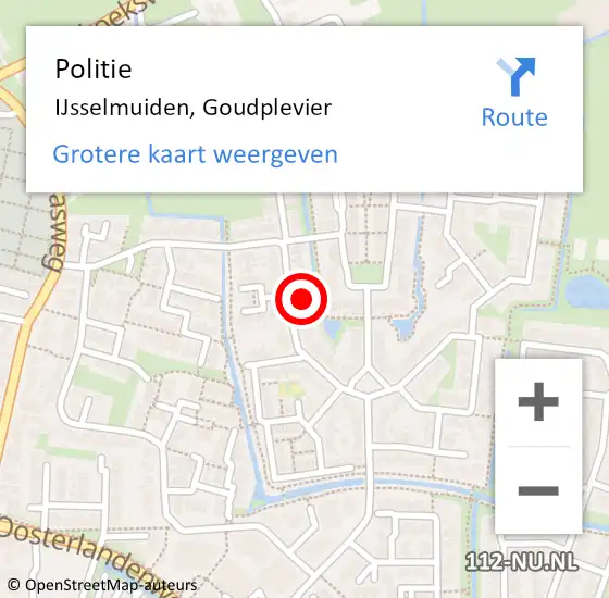 Locatie op kaart van de 112 melding: Politie IJsselmuiden, Goudplevier op 3 januari 2024 08:05
