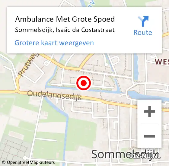 Locatie op kaart van de 112 melding: Ambulance Met Grote Spoed Naar Sommelsdijk, Isaäc da Costastraat op 3 januari 2024 08:52