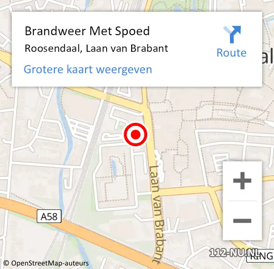 Locatie op kaart van de 112 melding: Brandweer Met Spoed Naar Roosendaal, Laan van Brabant op 3 januari 2024 09:14