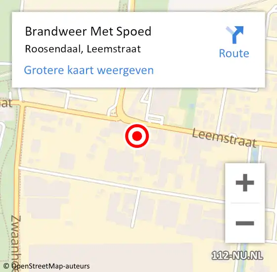 Locatie op kaart van de 112 melding: Brandweer Met Spoed Naar Roosendaal, Leemstraat op 3 januari 2024 09:40