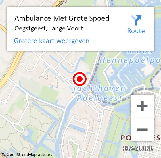 Locatie op kaart van de 112 melding: Ambulance Met Grote Spoed Naar Oegstgeest, Lange Voort op 3 januari 2024 10:05