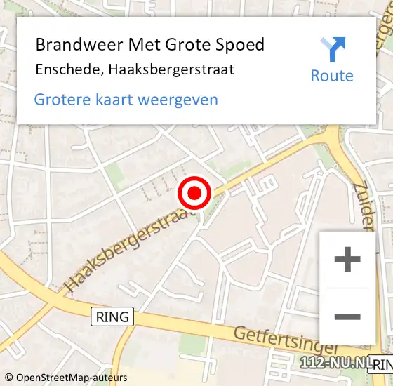 Locatie op kaart van de 112 melding: Brandweer Met Grote Spoed Naar Enschede, Haaksbergerstraat op 3 januari 2024 10:28
