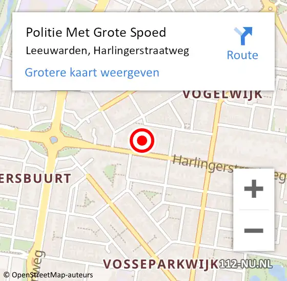 Locatie op kaart van de 112 melding: Politie Met Grote Spoed Naar Leeuwarden, Harlingerstraatweg op 3 januari 2024 10:51