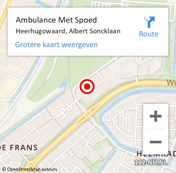 Locatie op kaart van de 112 melding: Ambulance Met Spoed Naar Heerhugowaard, Albert Soncklaan op 3 januari 2024 12:05