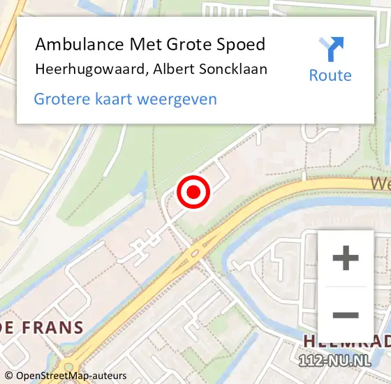 Locatie op kaart van de 112 melding: Ambulance Met Grote Spoed Naar Heerhugowaard, Albert Soncklaan op 3 januari 2024 12:12