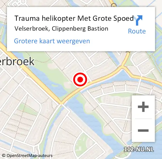 Locatie op kaart van de 112 melding: Trauma helikopter Met Grote Spoed Naar Velserbroek, Clippenberg Bastion op 3 januari 2024 12:24