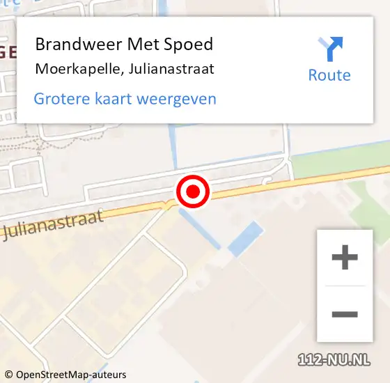 Locatie op kaart van de 112 melding: Brandweer Met Spoed Naar Moerkapelle, Julianastraat op 3 januari 2024 13:15