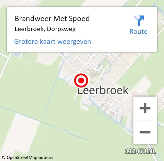 Locatie op kaart van de 112 melding: Brandweer Met Spoed Naar Leerbroek, Dorpsweg op 3 januari 2024 13:36