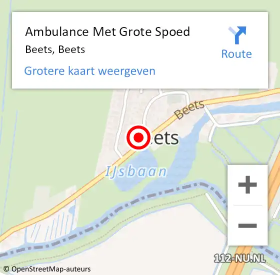 Locatie op kaart van de 112 melding: Ambulance Met Grote Spoed Naar Beets, Beets op 3 januari 2024 13:51
