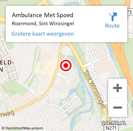 Locatie op kaart van de 112 melding: Ambulance Met Spoed Naar Roermond, Sint Wirosingel op 3 januari 2024 14:04