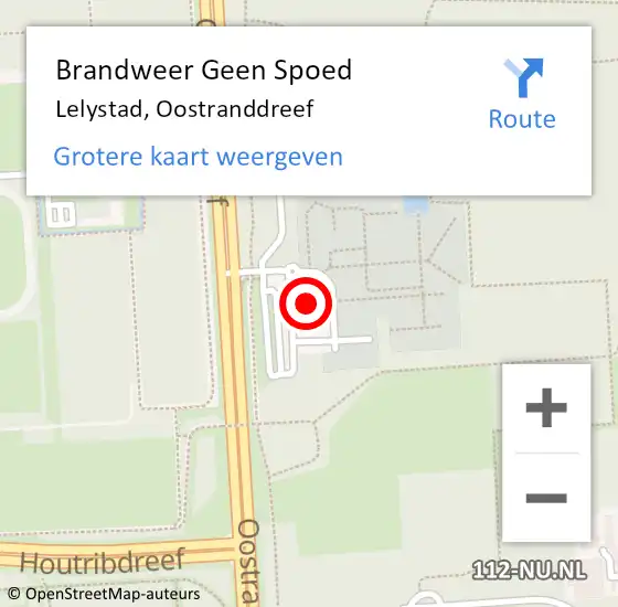 Locatie op kaart van de 112 melding: Brandweer Geen Spoed Naar Lelystad, Oostranddreef op 3 januari 2024 14:25