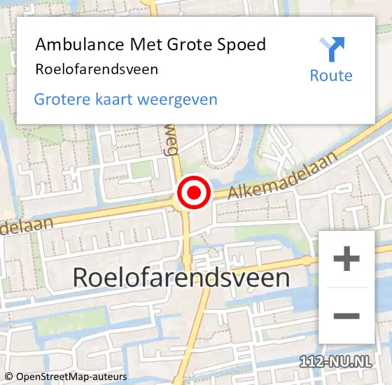 Locatie op kaart van de 112 melding: Ambulance Met Grote Spoed Naar Roelofarendsveen op 3 januari 2024 14:32
