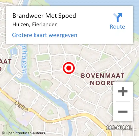 Locatie op kaart van de 112 melding: Brandweer Met Spoed Naar Huizen, Eierlanden op 3 januari 2024 14:45