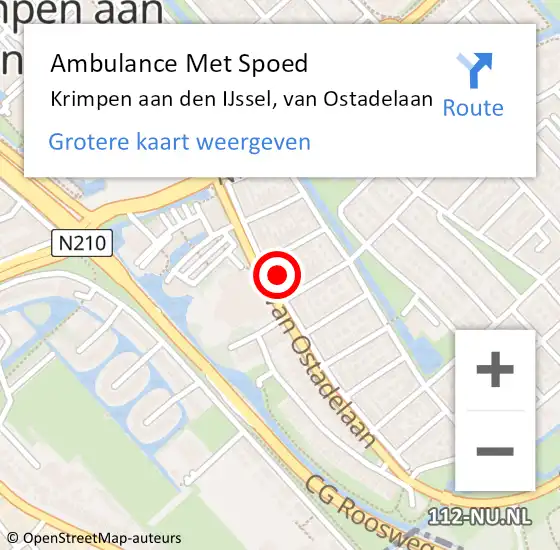 Locatie op kaart van de 112 melding: Ambulance Met Spoed Naar Krimpen aan den IJssel, van Ostadelaan op 3 januari 2024 15:05