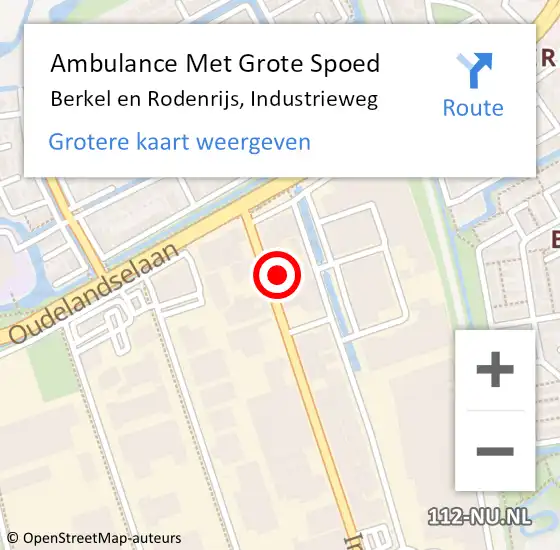 Locatie op kaart van de 112 melding: Ambulance Met Grote Spoed Naar Berkel en Rodenrijs, Industrieweg op 3 januari 2024 15:27