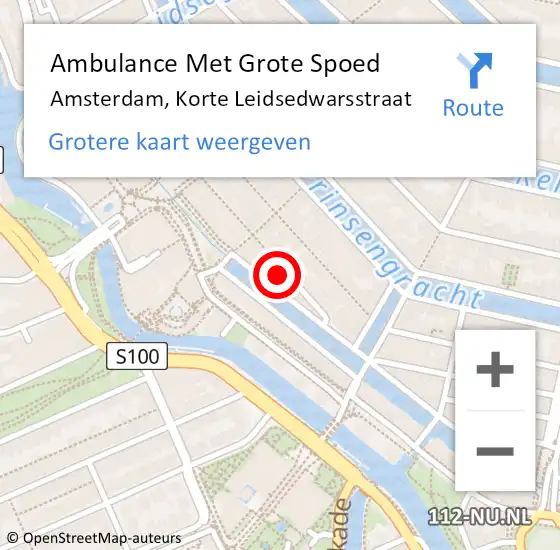 Locatie op kaart van de 112 melding: Ambulance Met Grote Spoed Naar Amsterdam, Korte Leidsedwarsstraat op 3 januari 2024 15:32