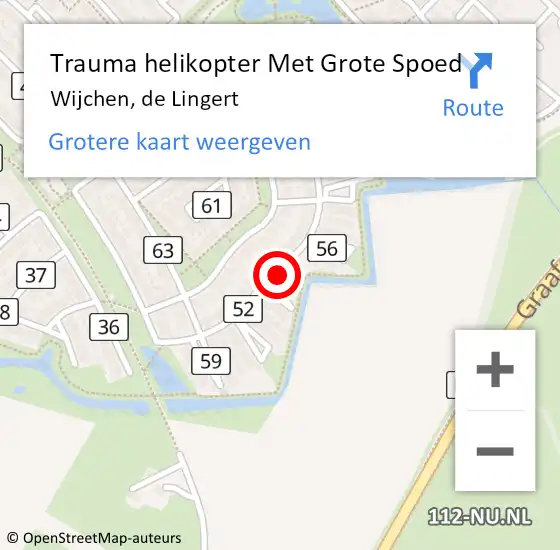 Locatie op kaart van de 112 melding: Trauma helikopter Met Grote Spoed Naar Wijchen, de Lingert op 3 januari 2024 15:38