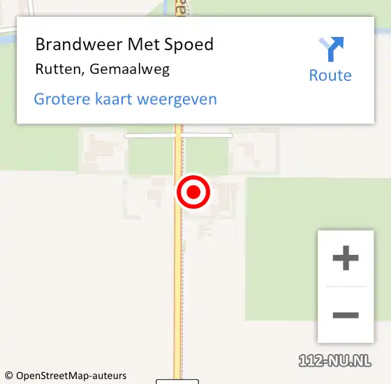 Locatie op kaart van de 112 melding: Brandweer Met Spoed Naar Rutten, Gemaalweg op 3 januari 2024 16:03