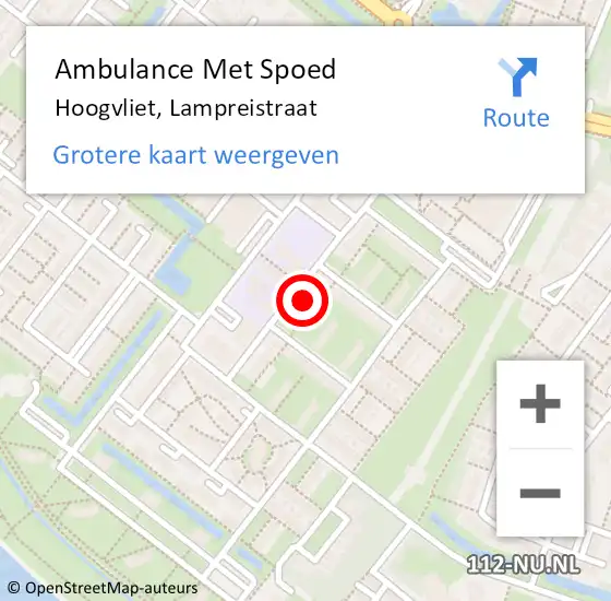 Locatie op kaart van de 112 melding: Ambulance Met Spoed Naar Hoogvliet, Lampreistraat op 3 januari 2024 16:42