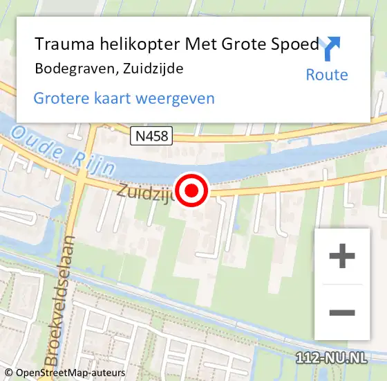 Locatie op kaart van de 112 melding: Trauma helikopter Met Grote Spoed Naar Bodegraven, Zuidzijde op 3 januari 2024 16:48