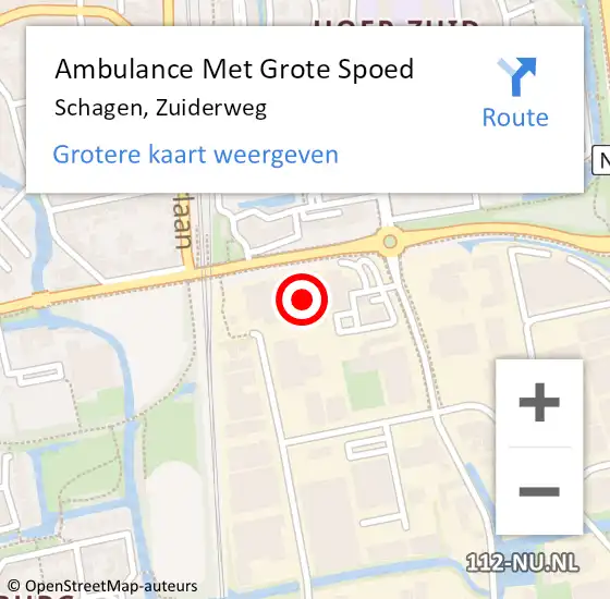 Locatie op kaart van de 112 melding: Ambulance Met Grote Spoed Naar Schagen, Zuiderweg op 3 januari 2024 16:53