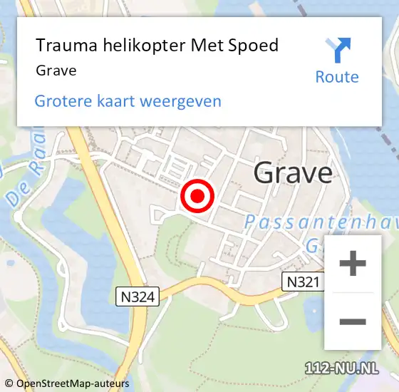 Locatie op kaart van de 112 melding: Trauma helikopter Met Spoed Naar Grave op 3 januari 2024 17:40