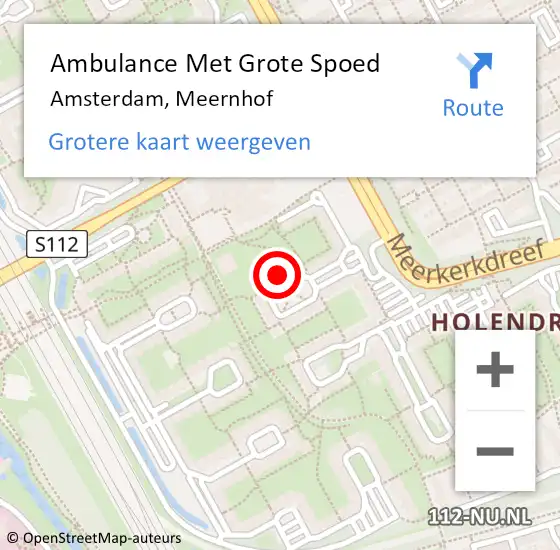 Locatie op kaart van de 112 melding: Ambulance Met Grote Spoed Naar Amsterdam, Meernhof op 3 januari 2024 18:04