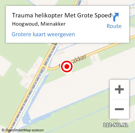 Locatie op kaart van de 112 melding: Trauma helikopter Met Grote Spoed Naar Hoogwoud, Mienakker op 3 januari 2024 18:06