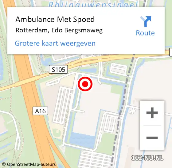 Locatie op kaart van de 112 melding: Ambulance Met Spoed Naar Rotterdam, Edo Bergsmaweg op 3 januari 2024 18:47