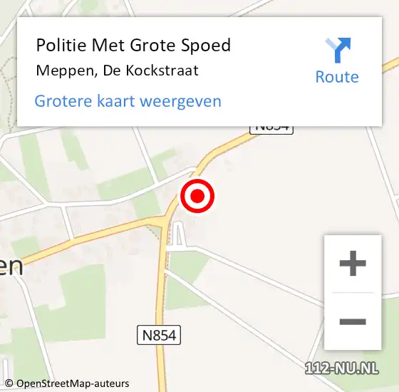 Locatie op kaart van de 112 melding: Politie Met Grote Spoed Naar Meppen, De Kockstraat op 3 januari 2024 18:51