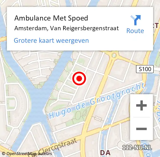 Locatie op kaart van de 112 melding: Ambulance Met Spoed Naar Amsterdam, Van Reigersbergenstraat op 3 januari 2024 18:52