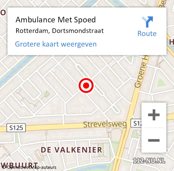 Locatie op kaart van de 112 melding: Ambulance Met Spoed Naar Rotterdam, Dortsmondstraat op 3 januari 2024 19:03