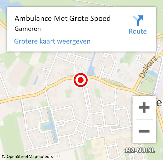 Locatie op kaart van de 112 melding: Ambulance Met Grote Spoed Naar Gameren op 3 januari 2024 20:13