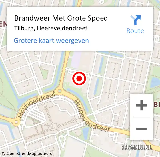 Locatie op kaart van de 112 melding: Brandweer Met Grote Spoed Naar Tilburg, Heereveldendreef op 3 januari 2024 20:41
