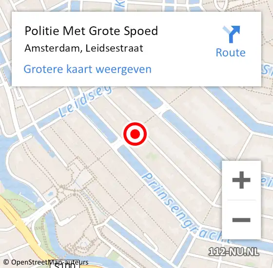 Locatie op kaart van de 112 melding: Politie Met Grote Spoed Naar Amsterdam, Leidsestraat op 3 januari 2024 22:28