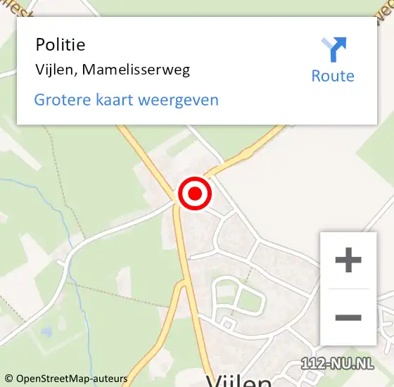 Locatie op kaart van de 112 melding: Politie Vijlen, Mamelisserweg op 3 januari 2024 22:59
