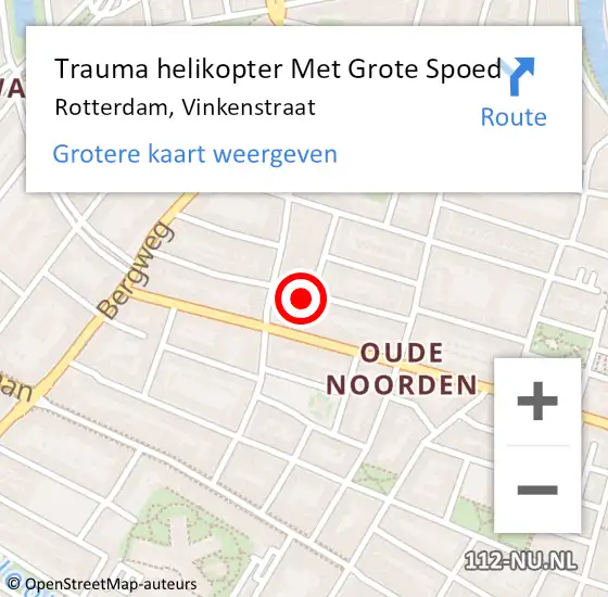 Locatie op kaart van de 112 melding: Trauma helikopter Met Grote Spoed Naar Rotterdam, Vinkenstraat op 3 januari 2024 23:09