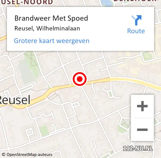 Locatie op kaart van de 112 melding: Brandweer Met Spoed Naar Reusel, Wilhelminalaan op 3 januari 2024 23:14