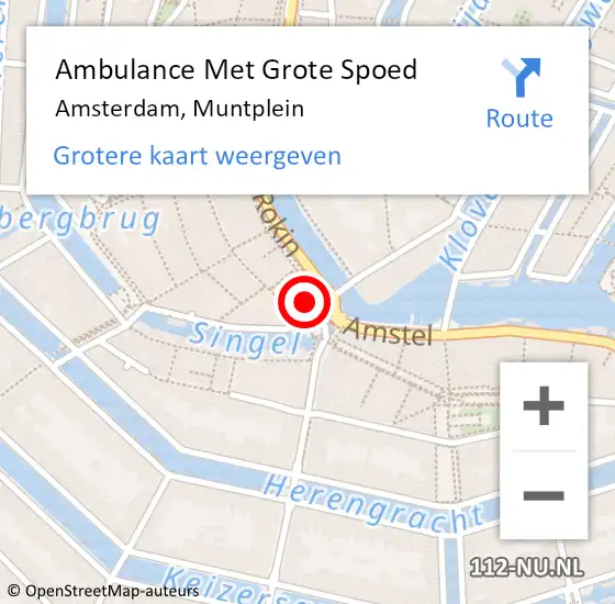 Locatie op kaart van de 112 melding: Ambulance Met Grote Spoed Naar Amsterdam, Muntplein op 3 januari 2024 23:24